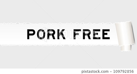 Ripped gray paper background that have word pork free under torn part Ripped gray paper background that have word pork free under torn part 109792856