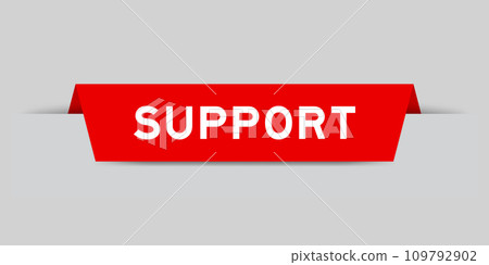 Red color inserted label with word support on gray background 109792902