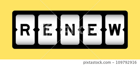 Black color in word renew on slot banner with yellow color background 109792916