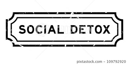 Grunge black social detox word square rubber stamp on white background 109792920