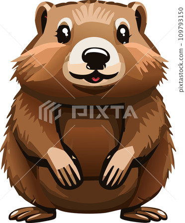 Groundhog. Illustration. A Groundhog (Marmota monax) under a holly bush. Selective focus on groundhog in the foreground. Groundhog Day. February 2. 2024. Groundhog. Illustration. A Groundhog (Marmota monax) under a holly bush. Selective focus on groundhog in the foreground. Groundhog Day. February 2. 2024. 109793150