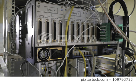 Network panel, switch and cable in data center 109793753