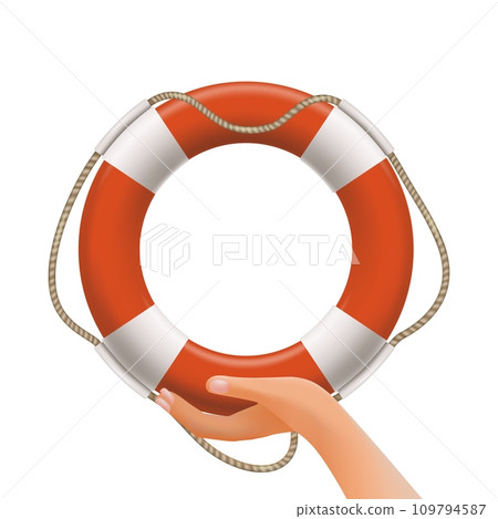 Hand holding lifebuoy 109794587