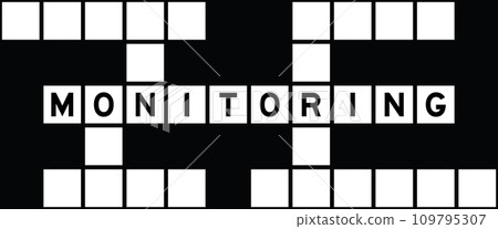 Alphabet letter in word monitoring on crossword puzzle background 109795307