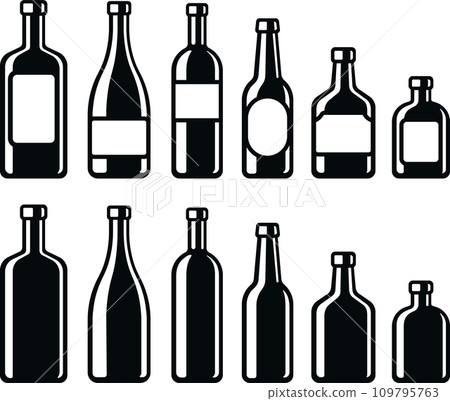 Alcohol drink bottles icon set 109795763