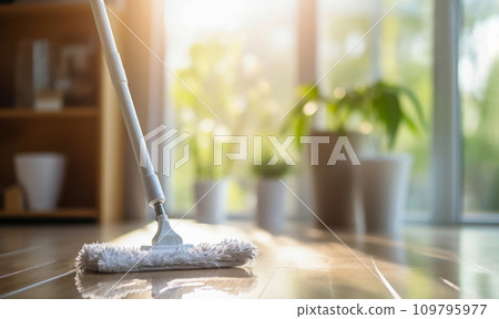 Domestic Cleaning Tools: Mop in Action Domestic Cleaning Tools: Mop in Action 109795977