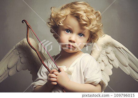 Cherubic Cuteness: Adorable Baby with Wings for Valentine's Celebration 109796015