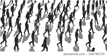 Stylized illustration of marching crowd in perspective Stylized illustration of marching crowd in perspective 109796170