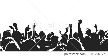 Illustration of dynamic, cheering crowd at concert, event Illustration of dynamic, cheering crowd at concert, event 109796174