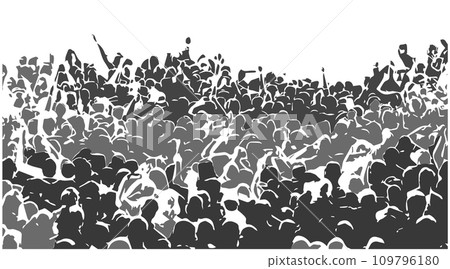 Illustration of dynamic, cheering crowd at concert, event Illustration of dynamic, cheering crowd at concert, event 109796180