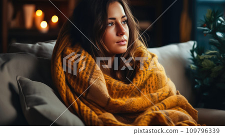 Winter Warmth at Home: Mug and Blanket - Generative AI 109796339