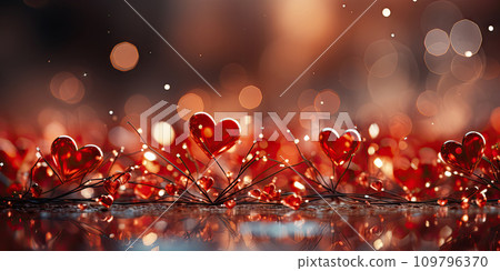 Love in the Air: Shimmering Hearts on Blurred Background Love in the Air: Shimmering Hearts on Blurred Background 109796370