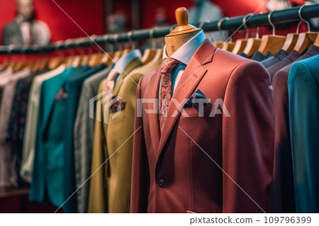 Dapper Display: Stylish Classic Suit in Tailoring Salon 109796399