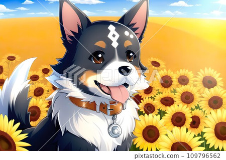 AI-generated content. Happy comic dog in anime manga style. Lovely mascot pet and adorable friend. Joyful cartoon illustration 109796562