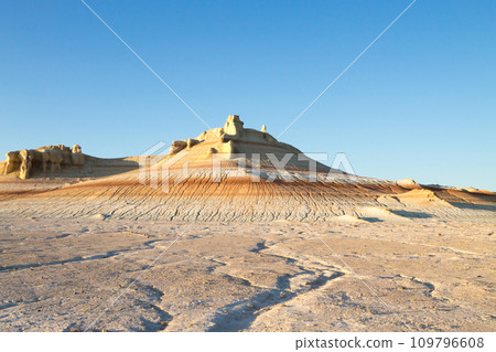 Kyzylkup area landscape, Mangystau desert. Rock strata formations 109796608