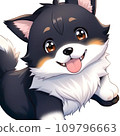 AI-generated content. Joyful comic puppy dog in japanese anime manga style. Lovely mascot pet and adorable friend. Happy cartoon illustration. Isolated white background. Generative AI 109796663