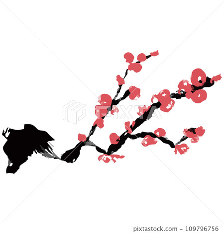 Plum, plum tree, red plum illustration material vector 109796756