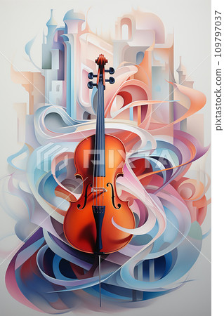Abstract wall background rhythm through abstraction, repetitive patterns, undulating forms, and a rhythmic color palette 109797037