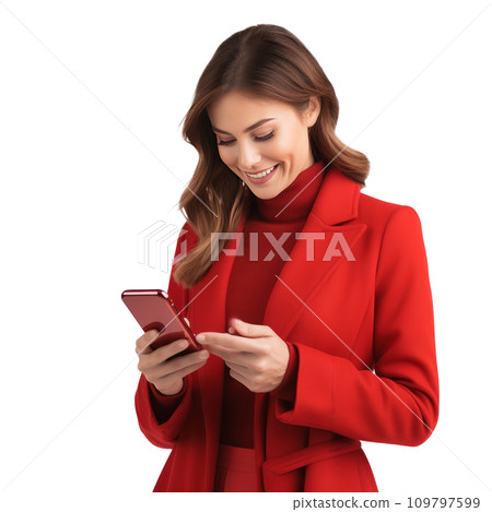 beautiful girl using cell phone isolated on white beautiful girl using cell phone isolated on white 109797599