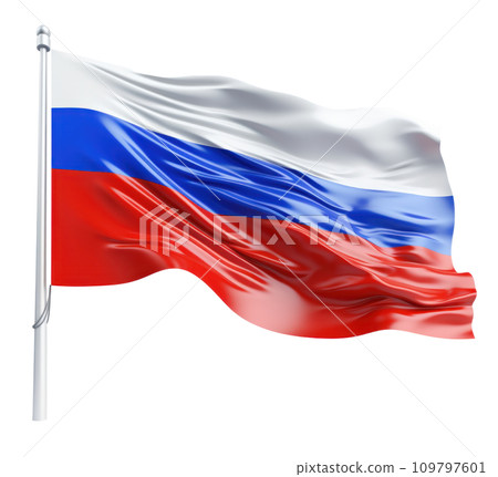 russia flag flying in the wind isolated on white background russia flag flying in the wind isolated on white background 109797601