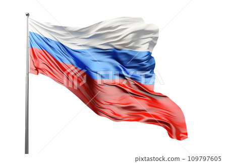 russia flag flying in the wind isolated on white background 109797605
