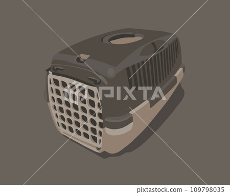 Cat carrier vector isolated illustration. Transporting a cat. Cat carrier vector isolated illustration. Transporting a cat. 109798035