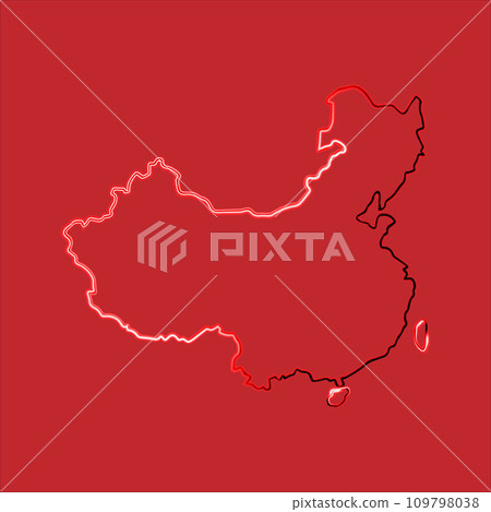 Vector isolated illustration of China map with neon effect. 109798038