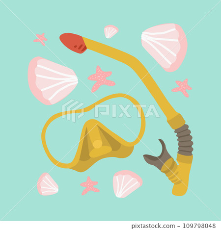 Vector isolated illustration of mask and snorkel. 109798048