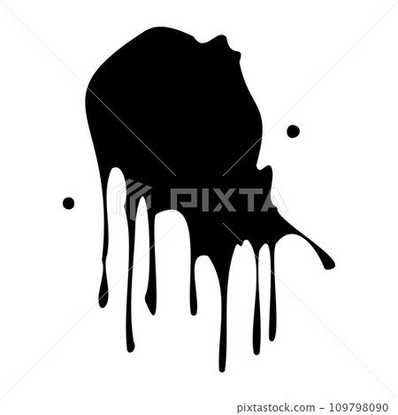 Ink blot. Abstract stain with drops and splashes. Black paint splatter. Vector illustration isolated on a white background. Liquid dirty inkblot. Grunge texture. Design element. Ink blot. Abstract stain with drops and splashes. Black paint splatter. Vector illustration isolated on a white background. Liquid dirty inkblot. Grunge texture. Design element. 109798090
