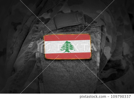 Flag of Lebanon on military uniform (collage). Flag of Lebanon on military uniform (collage). 109798337