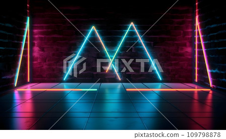 Futuristic Stage colorful neon lights stages room background and backdrop, empty podium for Product Display or Presentations, abstract modern, Perfect for Showcases and Modern Projects. 3D Rendering. Futuristic Stage colorful neon lights stages room background and backdrop, empty podium for Product Display or Presentations, abstract modern, Perfect for Showcases and Modern Projects. 3D Rendering. 109798878
