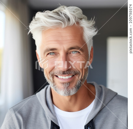 a man with silver gray hair smiles 109798974