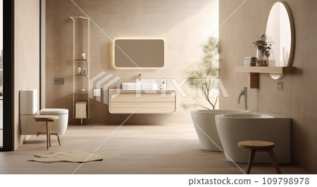a modern bathroom with a toilet tank and pipe 109798978