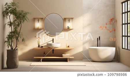 a modern bathroom with a toilet tank and pipe a modern bathroom with a toilet tank and pipe 109798986