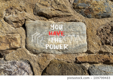 You have the power symbol. Concept word You have the power on beautiful stone. Beautiful stone wall background. Business motivational you have the power concept. Copy space. 109799483