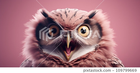 an angry owl looking at the camera 109799669