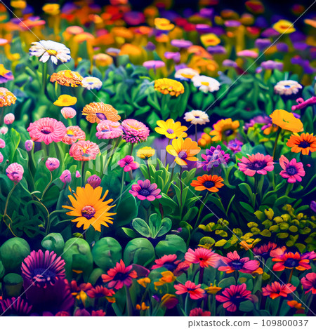 Illustration of many flowers Illustration of many flowers 109800037