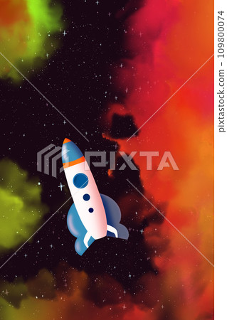 Cartoon Rocket in space. Cartoon Rocket in space. 109800074