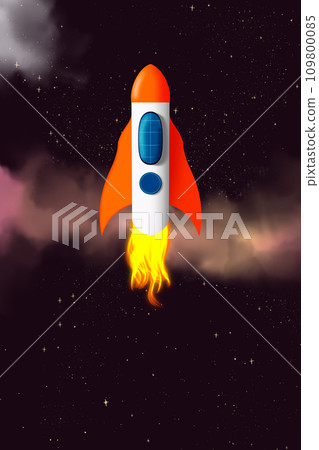 Cartoon Rocket in space. Cartoon Rocket in space. 109800085