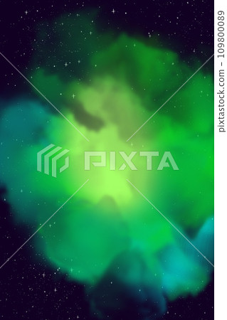 A fantastic green cloud of gas nebula in stellar space. A fantastic green cloud of gas nebula in stellar space. 109800089