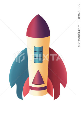 Futuristic cartoon rocket. Futuristic cartoon rocket. 109800099