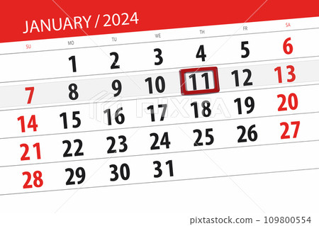 Calendar 2024, deadline, day, month, page, organizer, date, January, thursday, number 11 109800554