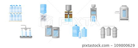 Water Purification Industrial Technology and Facility Vector Set 109800629