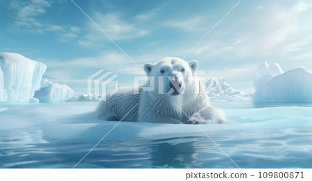 close up polar bear resting on ice floes close up polar bear resting on ice floes 109800871
