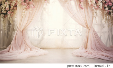 Romantic wedding background with space for vows, flowers, and timeless love 109801216