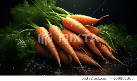 fresh carrots for snacks with water drops fresh carrots for snacks with water drops 109801363