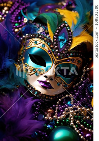 A vivid carnival background filled with lively colors, masks, and festive flair A vivid carnival background filled with lively colors, masks, and festive flair 109801380