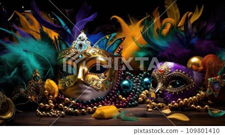 A vivid carnival background filled with lively colors, masks, and festive flair A vivid carnival background filled with lively colors, masks, and festive flair 109801410