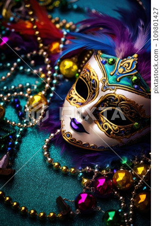 A vivid carnival background filled with lively colors, masks, and festive flair A vivid carnival background filled with lively colors, masks, and festive flair 109801427