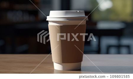 image of a coffee cup with a lid on a table image of a coffee cup with a lid on a table 109801585